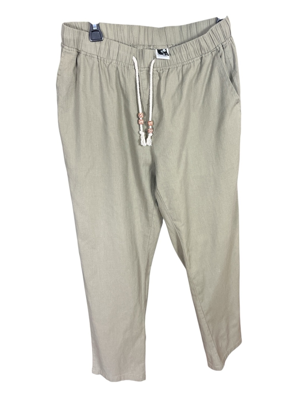 Made in Italy Olive Sage Green Cotton Linen Blend Drawstring Pants Size M
